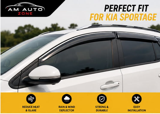 KIA Sportage Maximus TXR Air Press Sun Visor with Chrome 4PCS | Window Wind Deflectors | AM Auto Zone