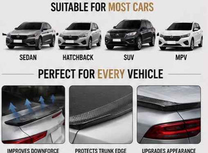 3PC Carbon Trunk Spoiler Lip | Universal Rear Bumper Spoiler