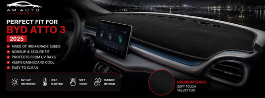 AM Auto Zone Dashboard Mat for BYD Atto 3 (2025) – Premium Suede Non-Slip Dashboard Cover | Custom Fit | Anti-Glare | Dust Protection