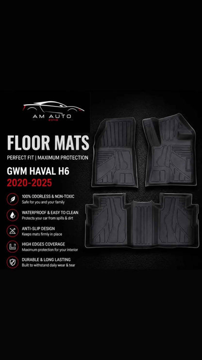 GWM Haval H6 2020–2025 Premium TPE Floor Mats | Waterproof All Weather Custom Fit Car Floor Liners
