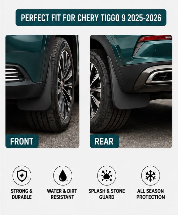 Chery Tiggo 9 Mud Flaps Set 2025 2026 | Front & Rear Splash Guards
