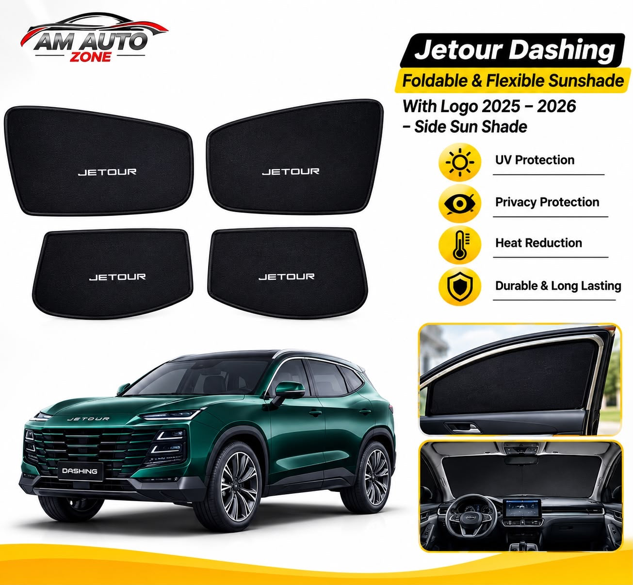 Jetour Dashing Side Sun Shades 2025 2026 | Foldable Window Sunshade (4 PCS)