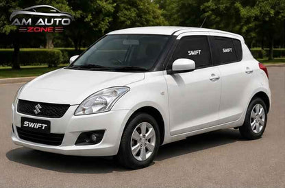 Suzuki Swift Foldable & Flexible Side Sun Shade with Logo for Suzuki Swift 2010, 2011, 2012, 2013, 2014, 2015, 2016, 2017 & 2018 | Custom Fit Car Window Sun Shades | 4 PCS
