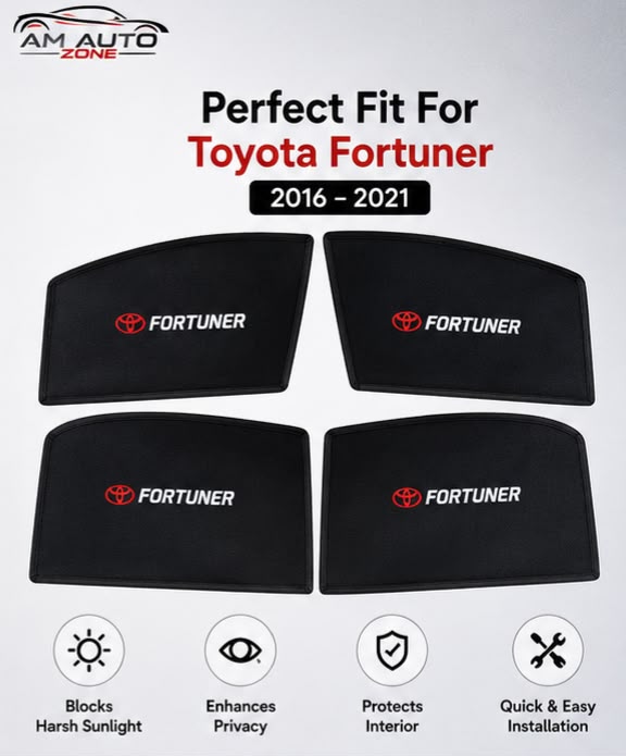 Toyota Fortuner Side Sun Shades 2016 2017 2018 2019 2020 2021 | Set of 4
