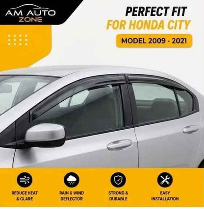 Honda City Maximus TXR NB 2009, 2010, 2011, 2012, 2013, 2014, 2015, 2016, 2017, 2018, 2019, 2020, 2021 Air Press Sun Visor | Without Chrome | 4 PCS | Rain & Wind Deflectort