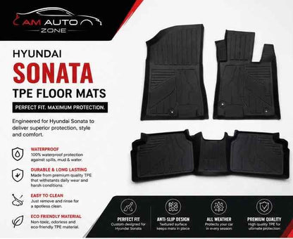 Hyundai Sonata TPE Floor Mats | Premium 3D Custom Fit All Weather Car Floor Liners | Hyundai Sonata 2020, 2021, 2022, 2023, 2024 & 2025 | AM Auto Zone