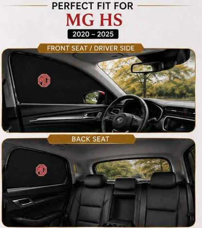 MG HS Foldable & Flexible Magnetic Side Sun Shades with Logo (2020–2021 2022 2023 2024 2025) – Set of 4